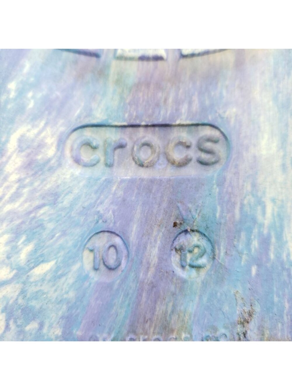 Crocs Womens 12 Tie-Dye Slide Sandals Blue & White - Picture 9 of 9